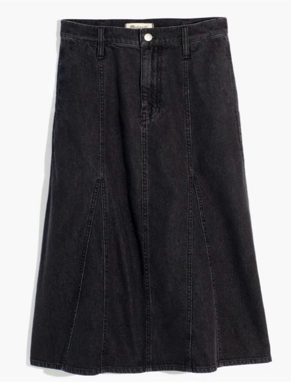 Madewell Black Denim Midi Skirt
